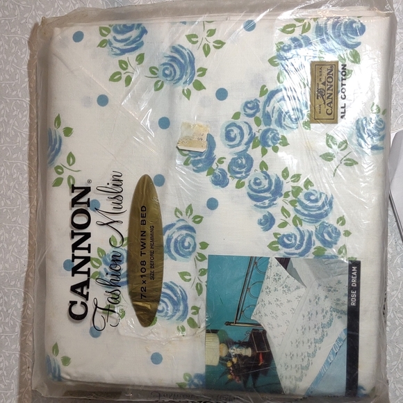 cannon Bedding Nwot Vintage Cannon Blue Floral Twin Flat Sheet Poshmark